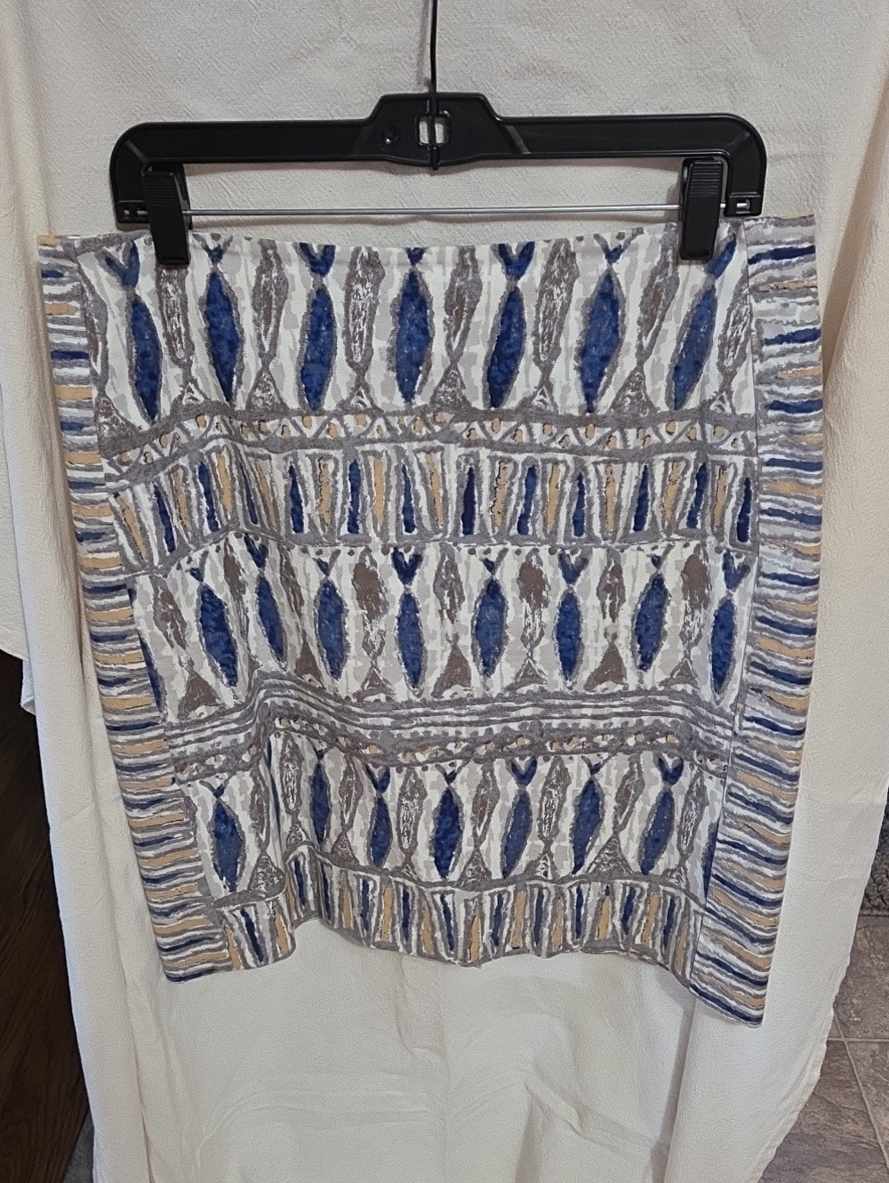 NIC+ZOE Blue, Gold and White Patterned Mini Skirt